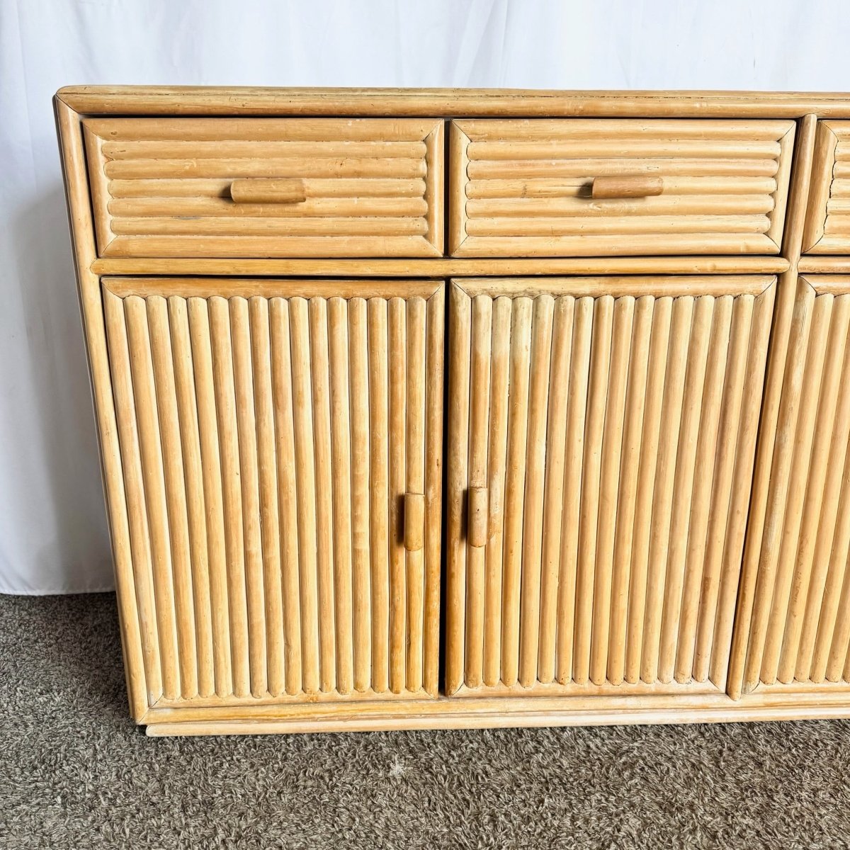 Vintage Boho Chic Rattan Credenza - Dolphin & Flamingo