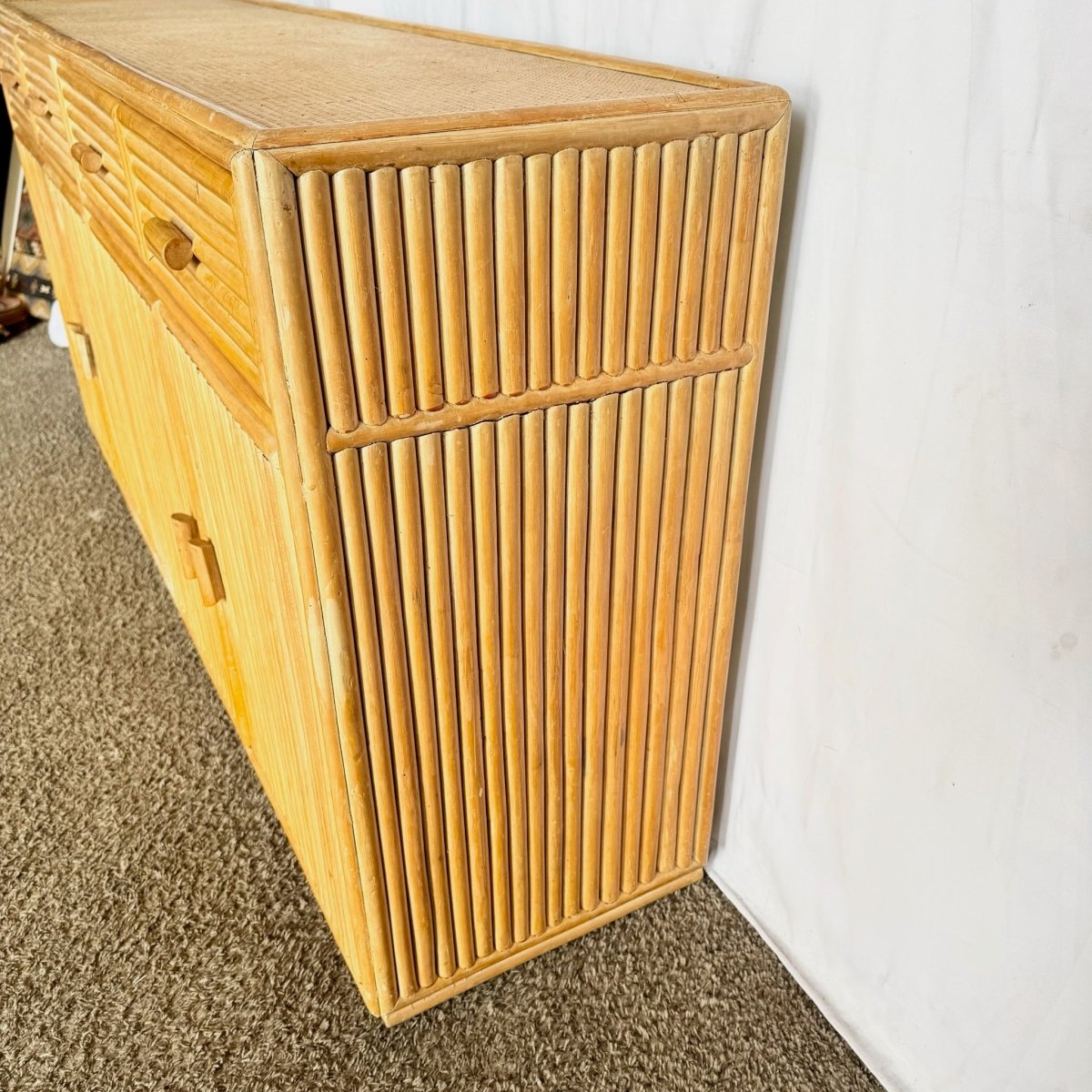 Vintage Boho Chic Rattan Credenza - Dolphin & Flamingo