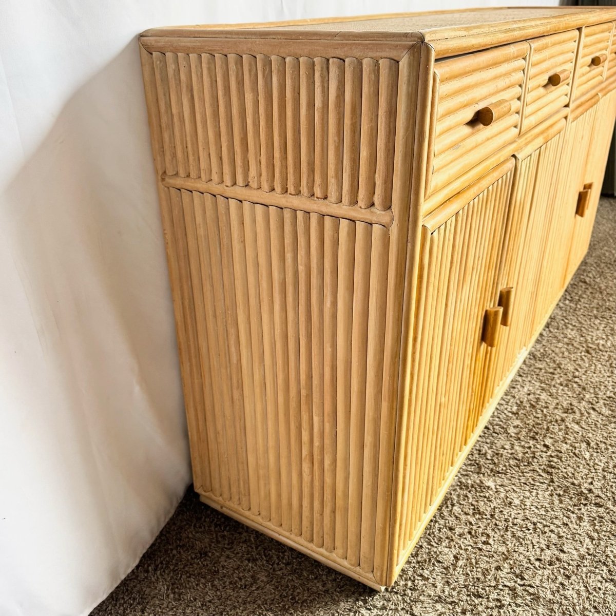 Vintage Boho Chic Rattan Credenza - Dolphin & Flamingo