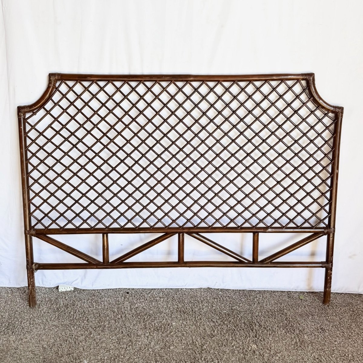 Vintage Boho Chic Rattan Queen Size Headboard - Dolphin & Flamingo