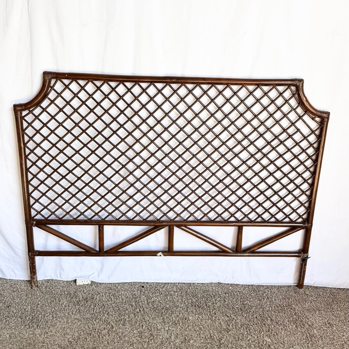 Vintage Boho Chic Rattan Queen Size Headboard - Dolphin & Flamingo