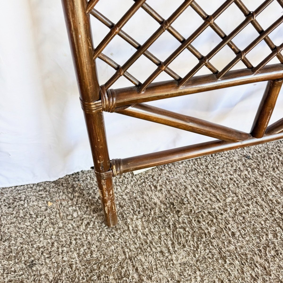 Vintage Boho Chic Rattan Queen Size Headboard - Dolphin & Flamingo