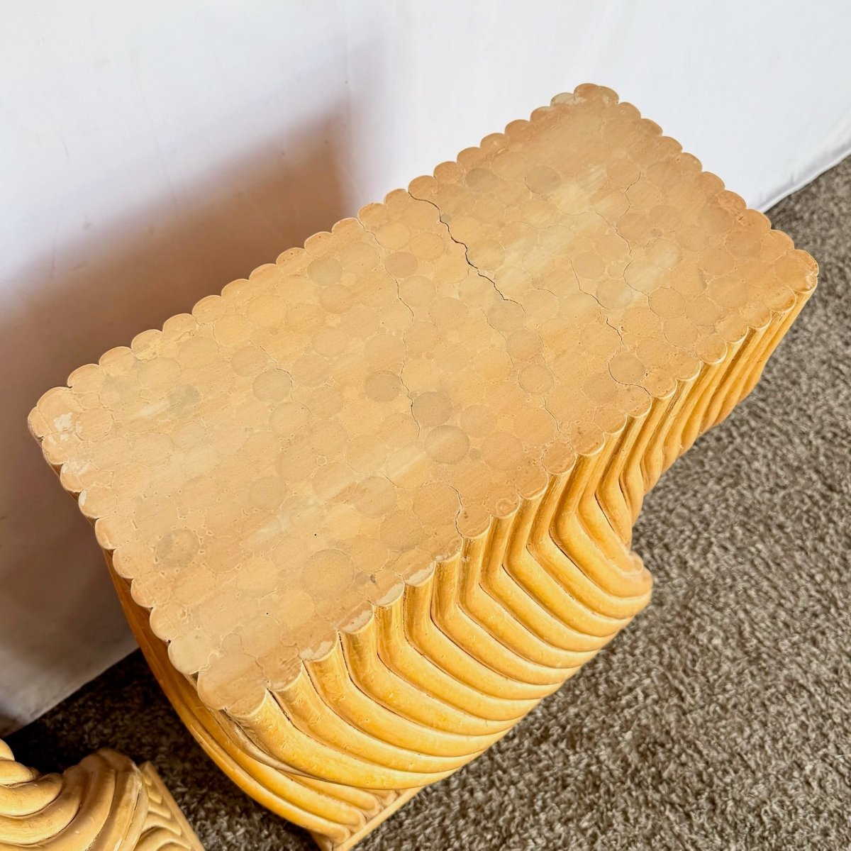 Vintage Boho Chic Twisted Rattan Table Bases - A Pair - Dolphin & Flamingo