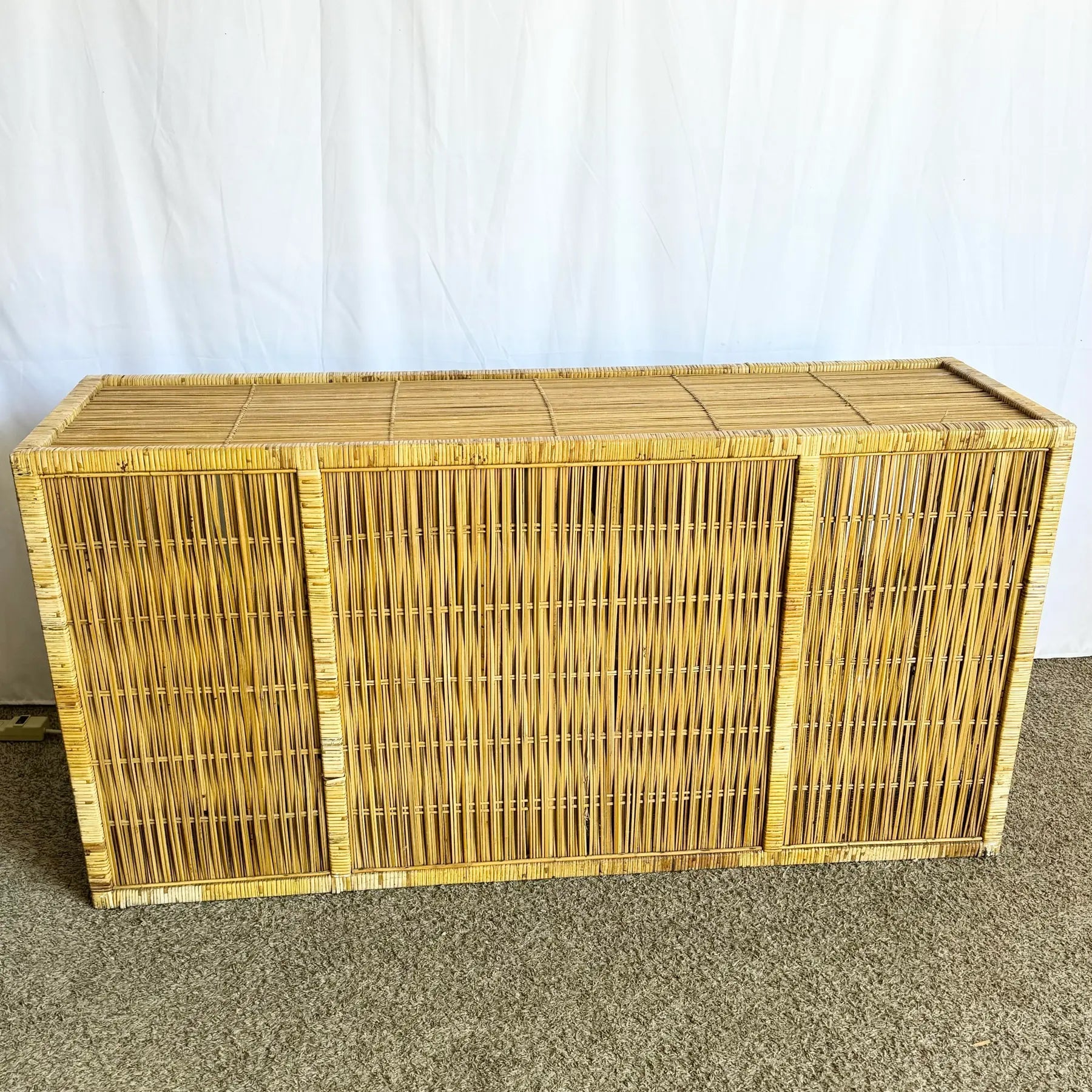 Vintage Boho Chic Wicker Credenza/Buffet - Dolphin & Flamingo