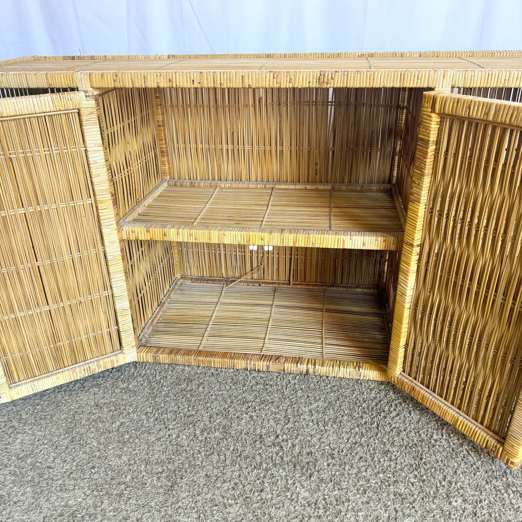 Vintage Boho Chic Wicker Credenza/Buffet - Dolphin & Flamingo