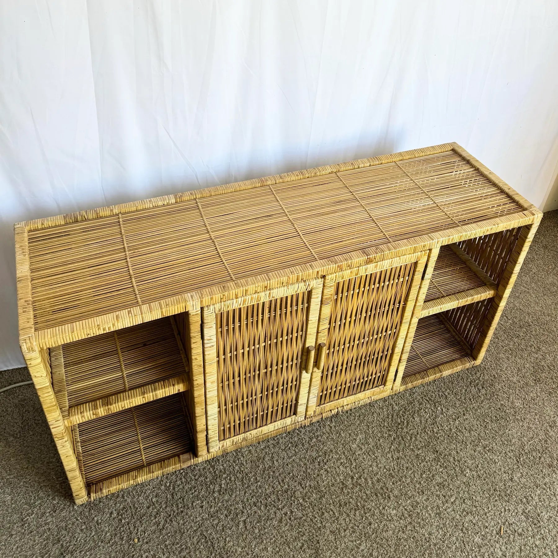 Vintage Boho Chic Wicker Credenza/Buffet - Dolphin & Flamingo