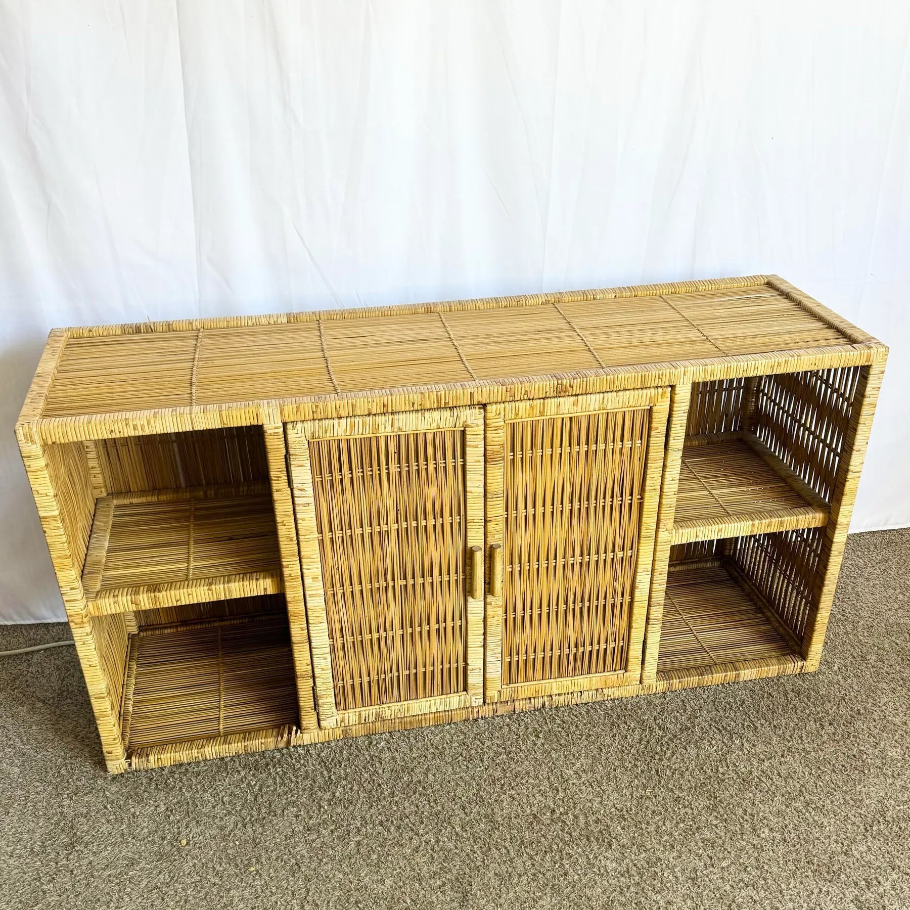 Vintage Boho Chic Wicker Credenza/Buffet - Dolphin & Flamingo
