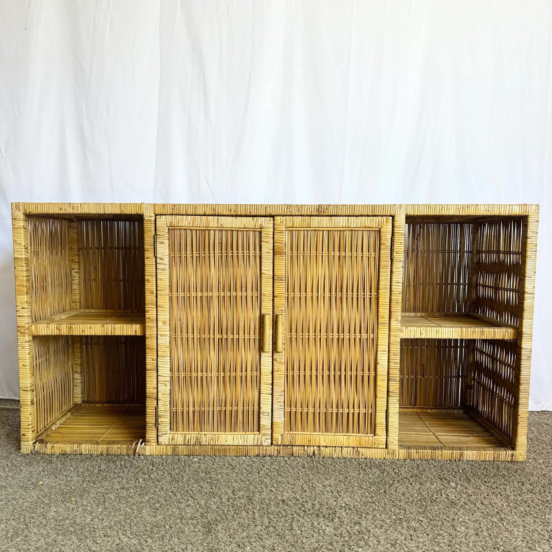 Vintage Boho Chic Wicker Credenza/Buffet - Dolphin & Flamingo
