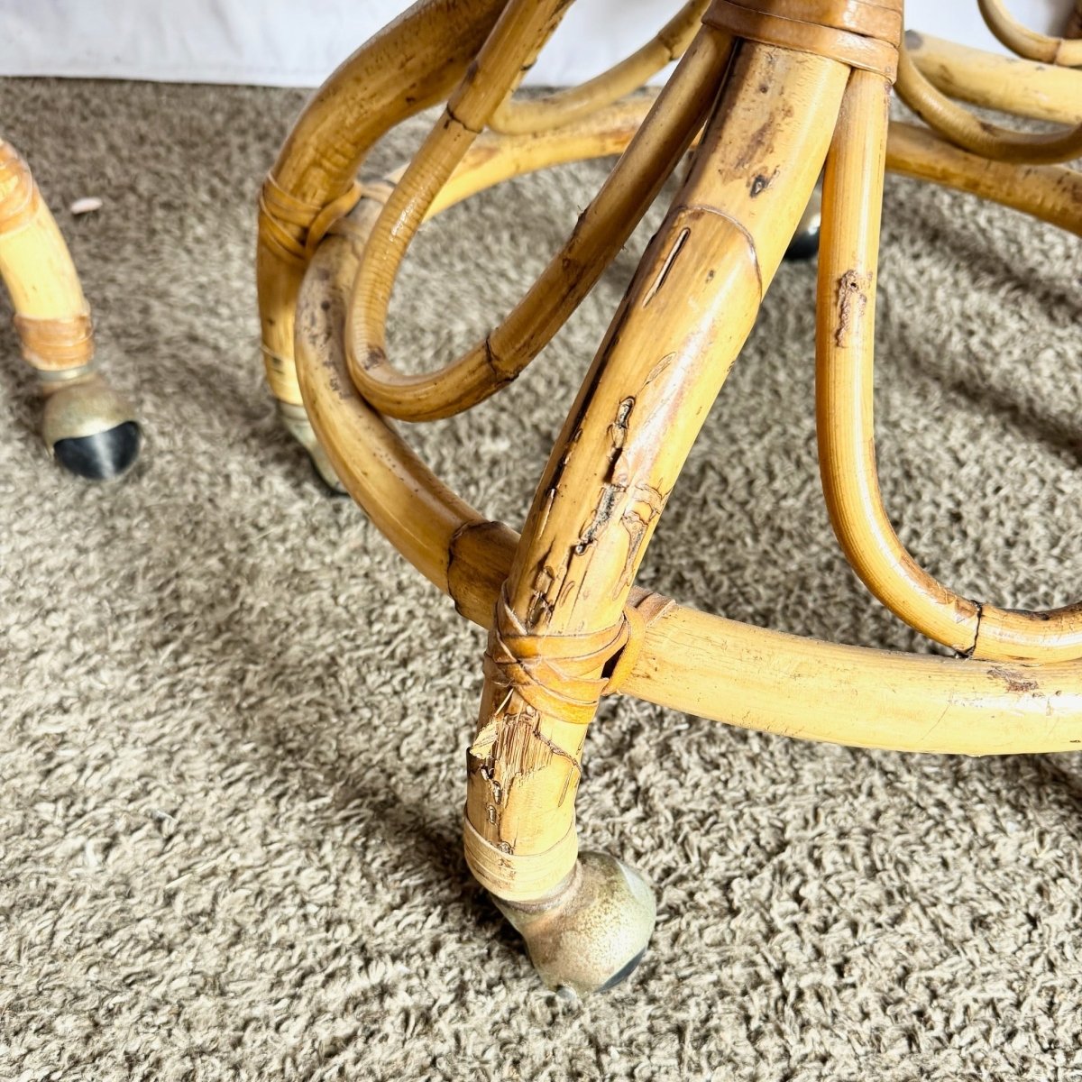 Vintage Boho Chic Wicker Dining Barrel Chairs - Set of 4 - Dolphin & Flamingo