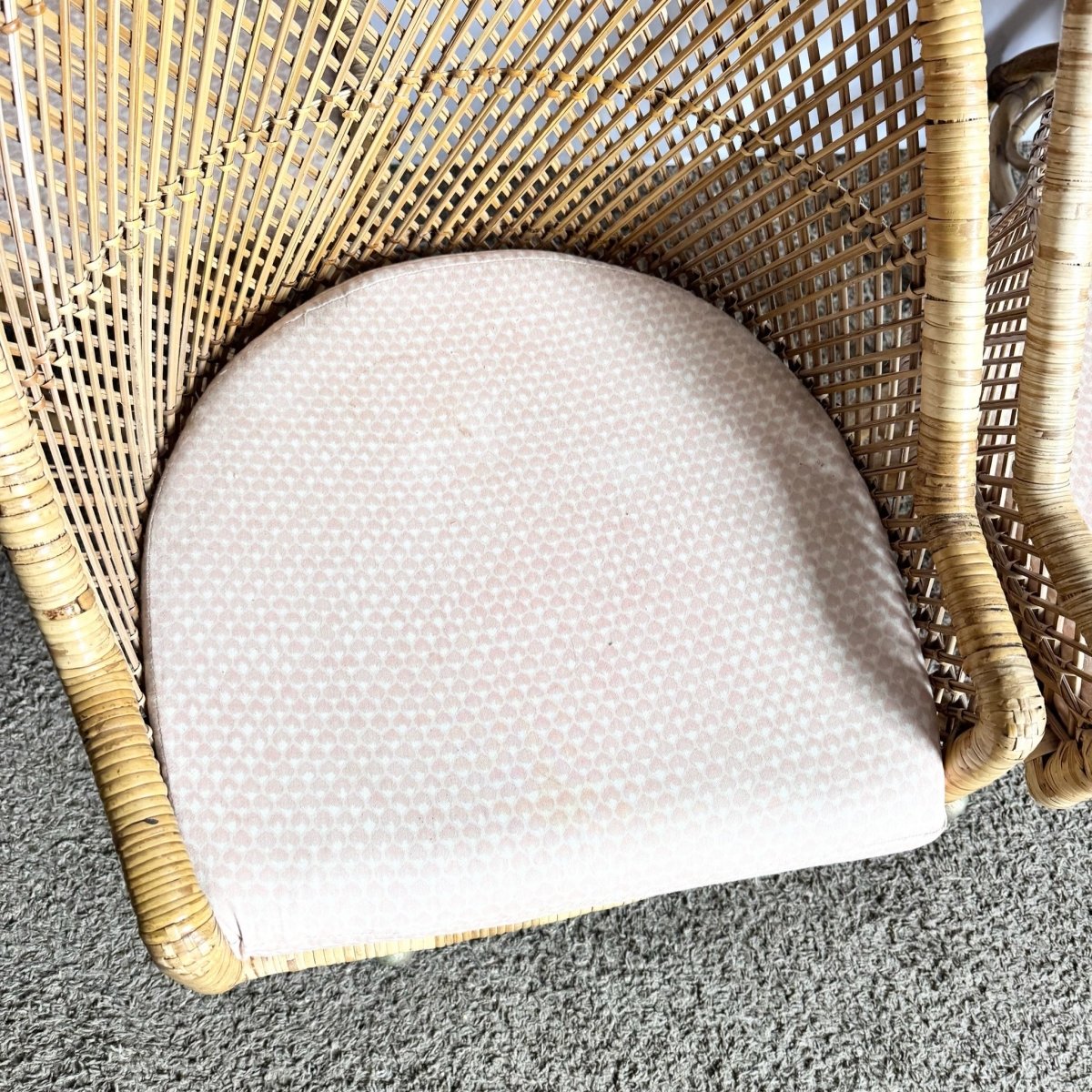 Vintage Boho Chic Wicker Dining Barrel Chairs - Set of 4 - Dolphin & Flamingo