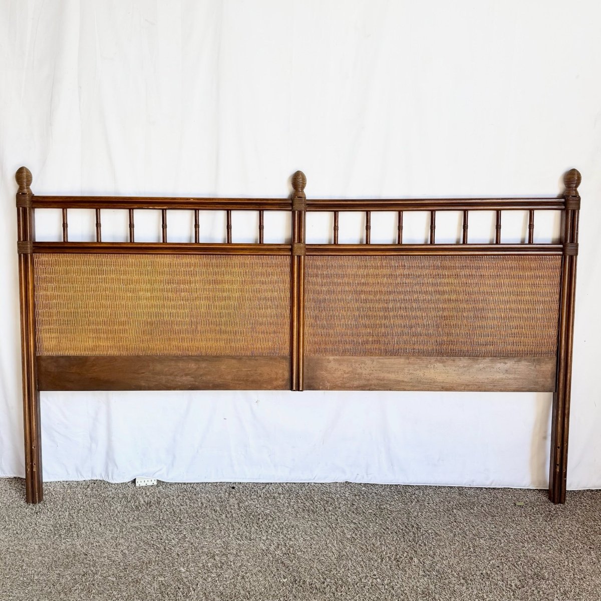 Vintage Boho Chic Wicker King Size Headboard - Dolphin & Flamingo