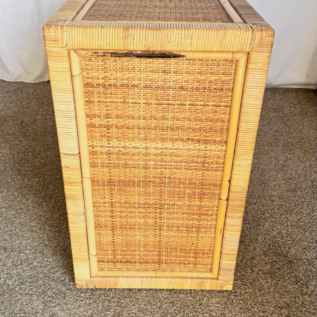 Vintage Boho Chic Wicker Wrapped Credenza - Dolphin & Flamingo