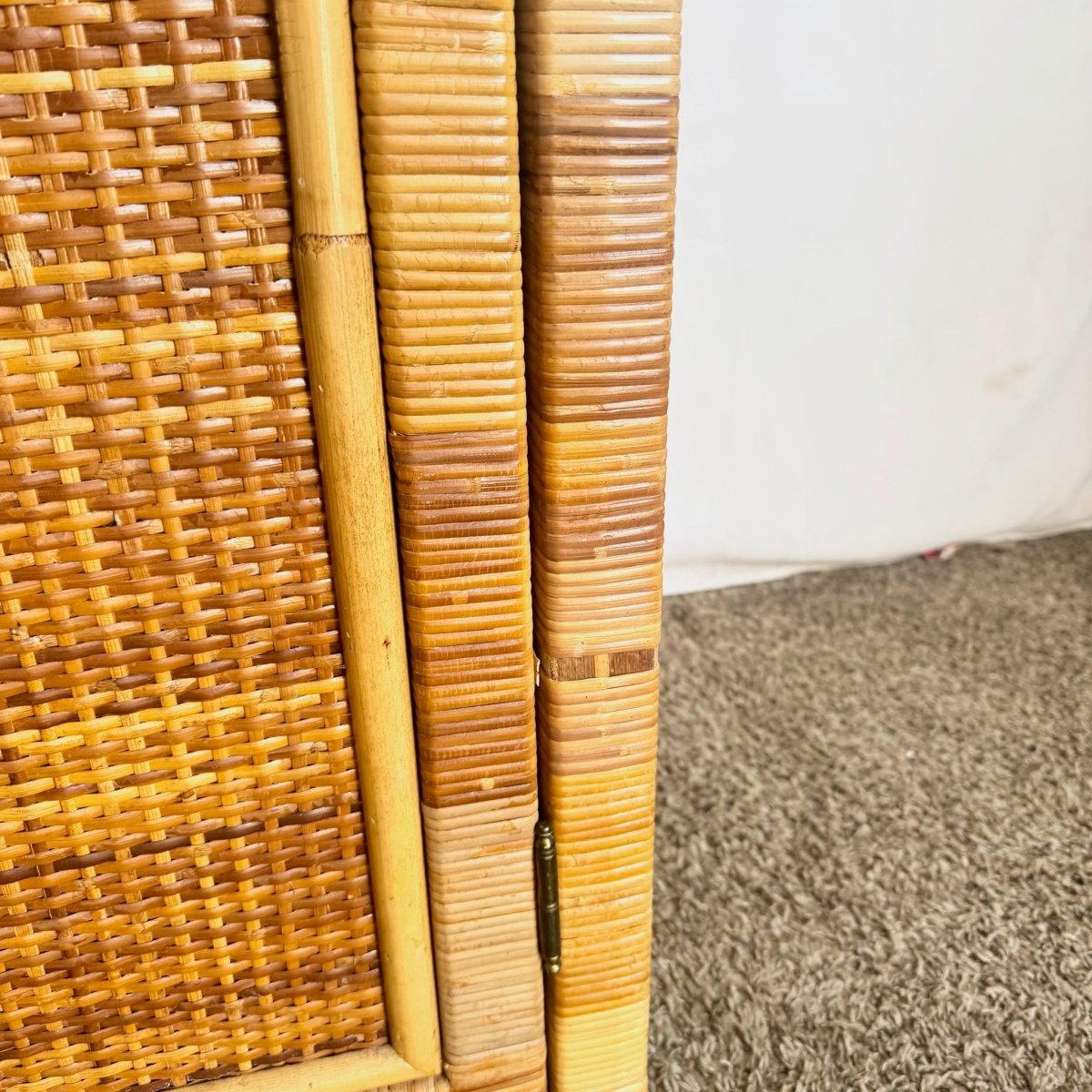 Vintage Boho Chic Wicker Wrapped Credenza - Dolphin & Flamingo