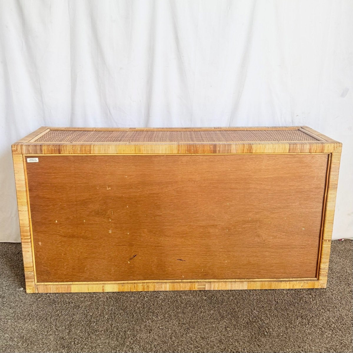 Vintage Boho Chic Wicker Wrapped Credenza - Dolphin & Flamingo