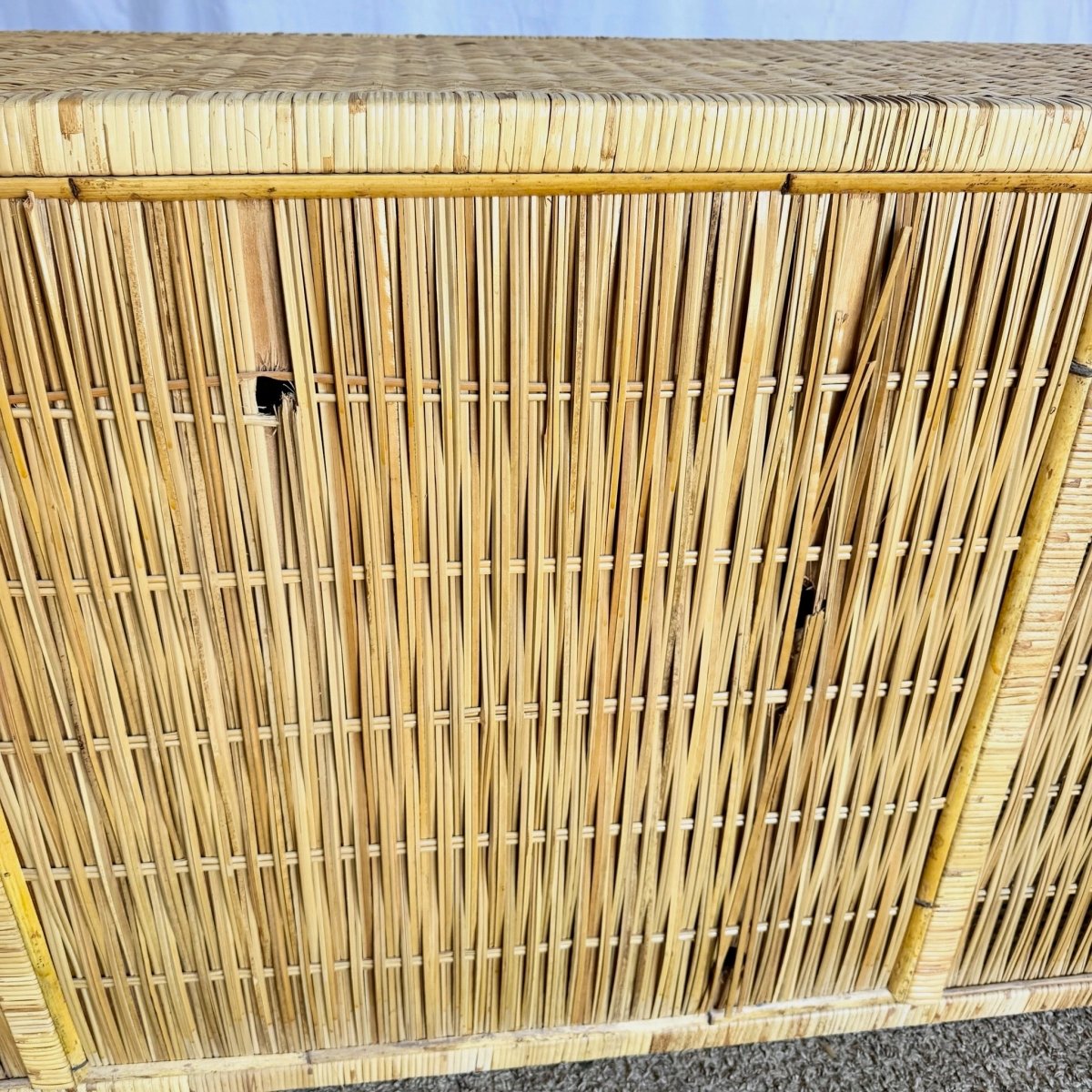 Vintage Boho Chic Woven Wicker Credenza - Dolphin & Flamingo
