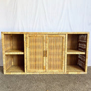 Vintage Boho Chic Woven Wicker Credenza - Dolphin & Flamingo