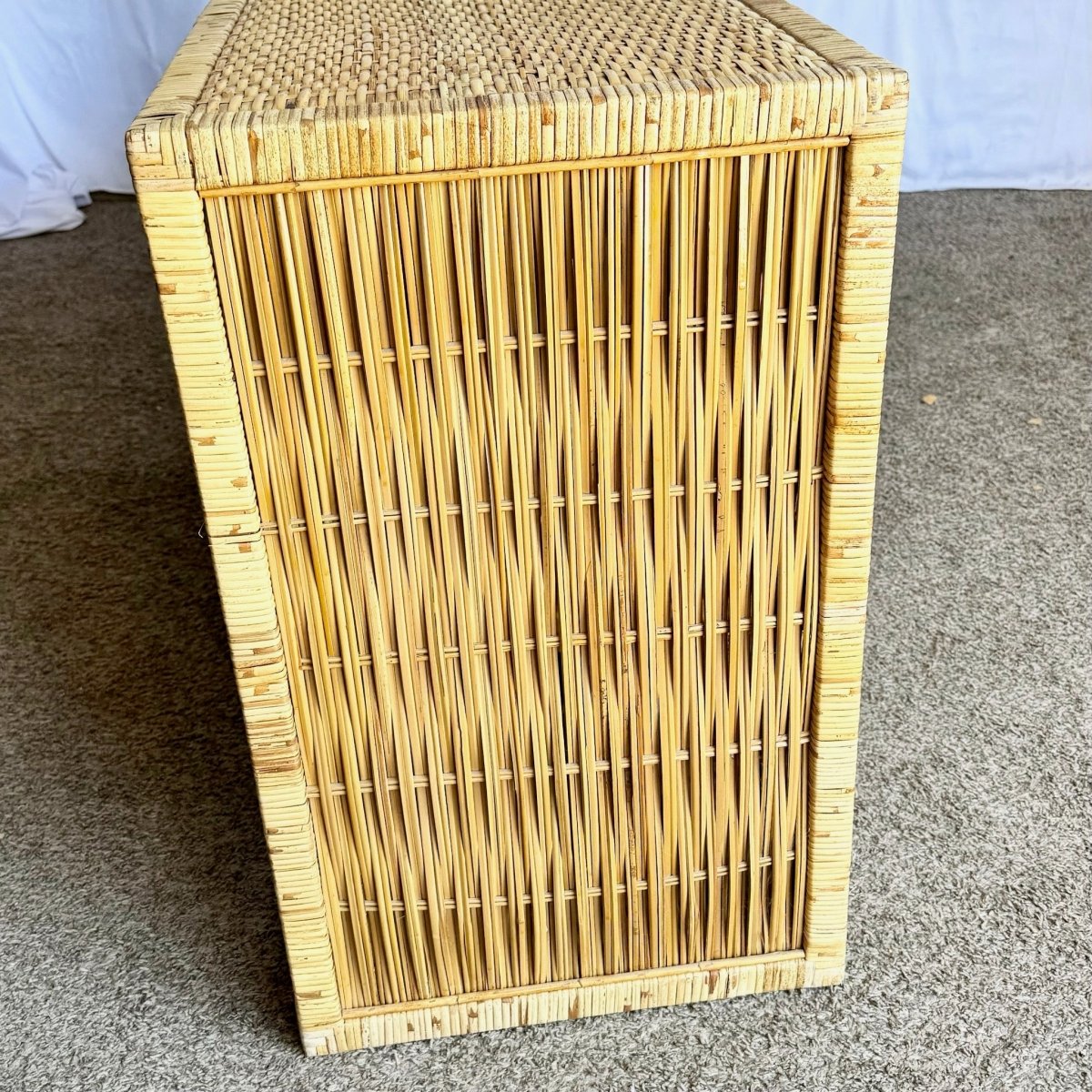 Vintage Boho Chic Woven Wicker Credenza - Dolphin & Flamingo