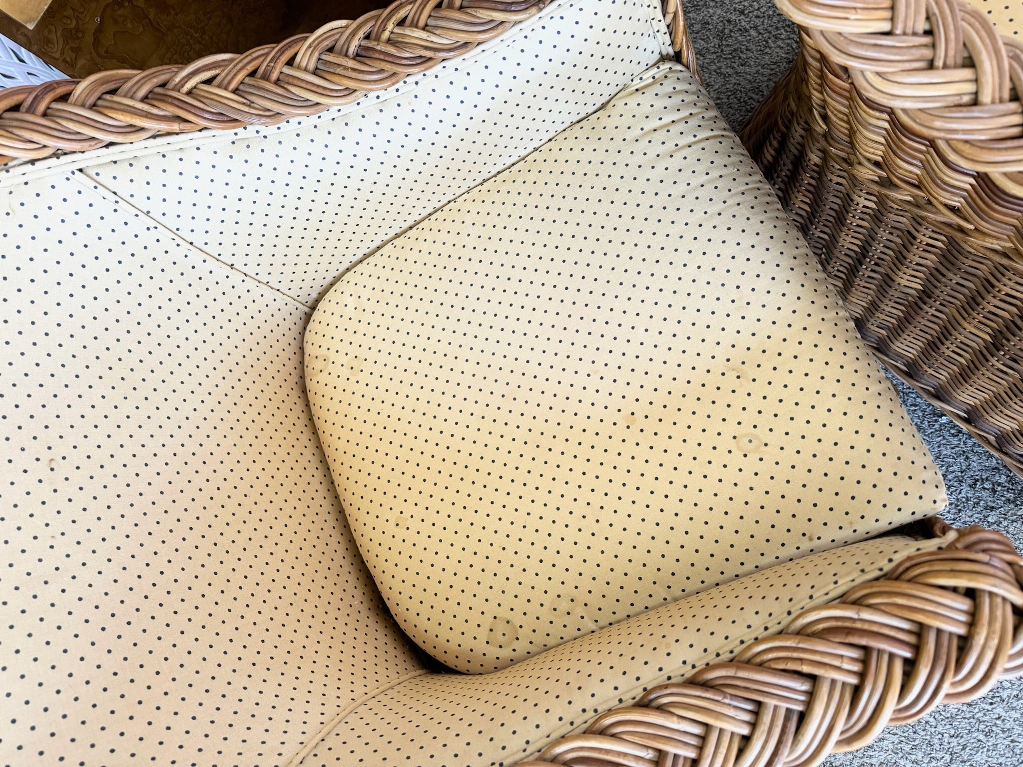 Vintage Boho Chic Woven Wicker Dining Arm Chairs - Set of 4 - Dolphin & Flamingo