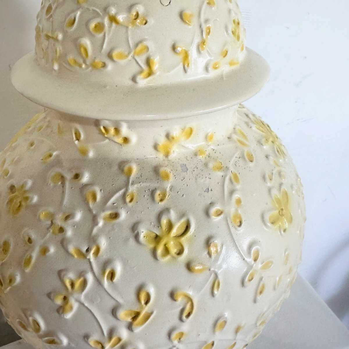 Vintage Boho Yellow Floral Table Lamps - a Pair - Dolphin & Flamingo