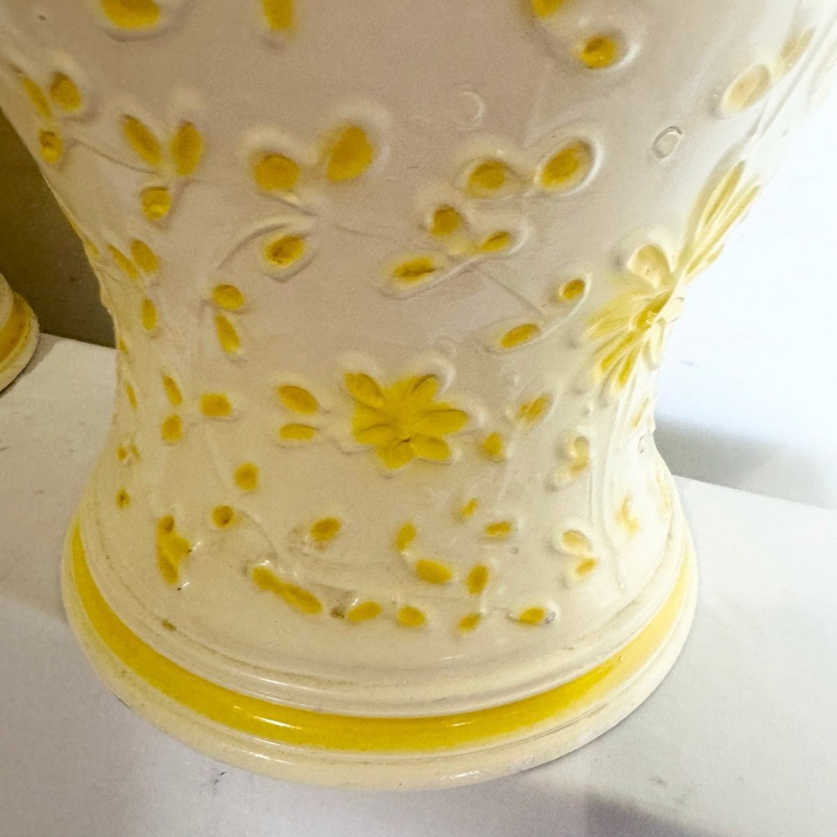 Vintage Boho Yellow Floral Table Lamps - a Pair - Dolphin & Flamingo