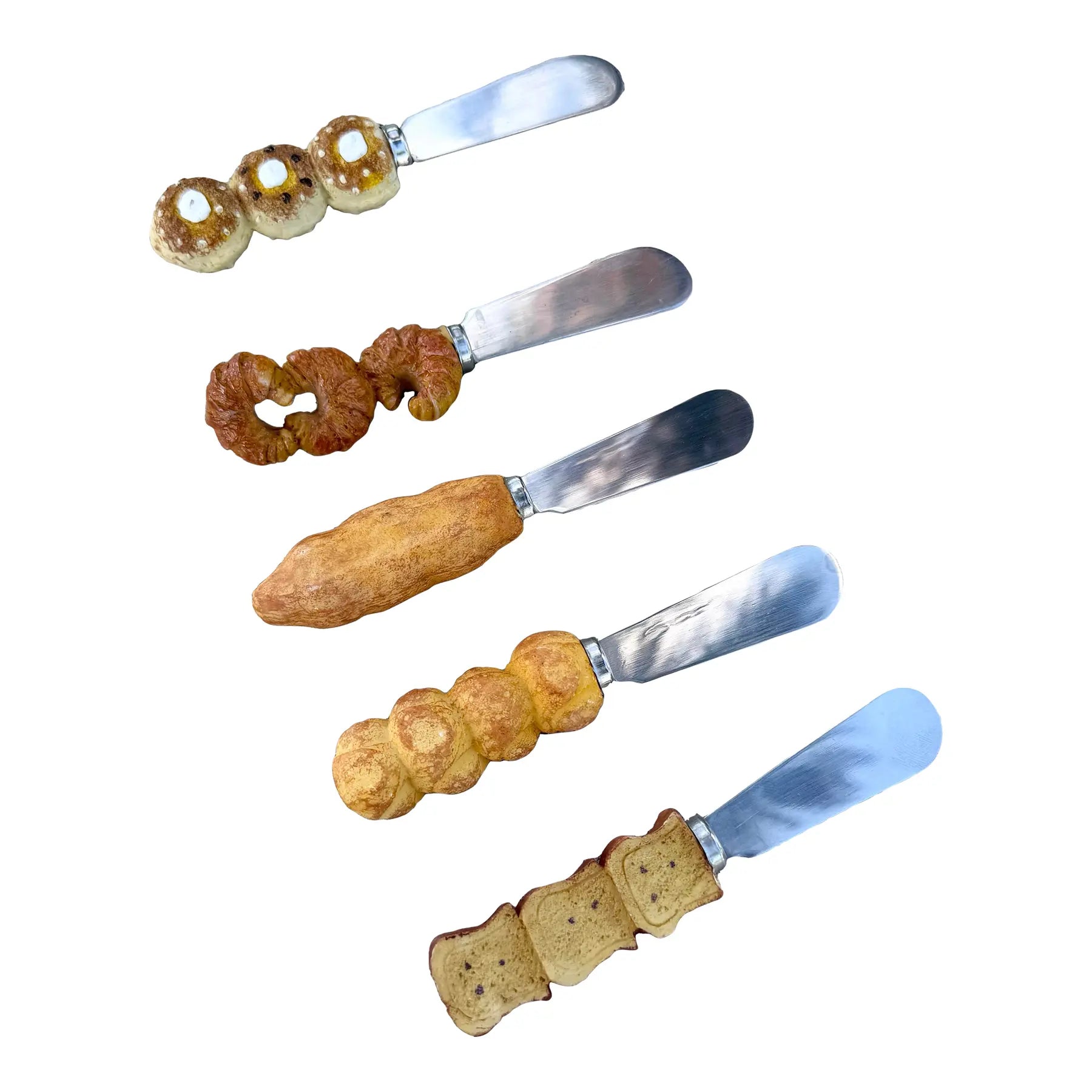 Vintage Breakfast Bread Themed Butter Knives - Set of 5 Dolphin & Flamingo