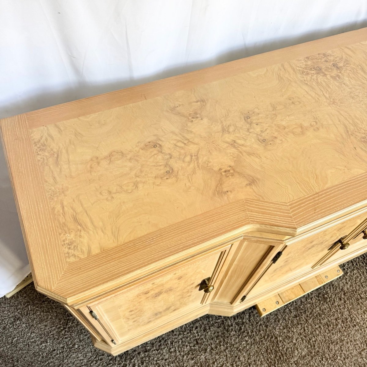 Vintage Burlwood Corinthian Collection Credenza by Drexel - Dolphin & Flamingo