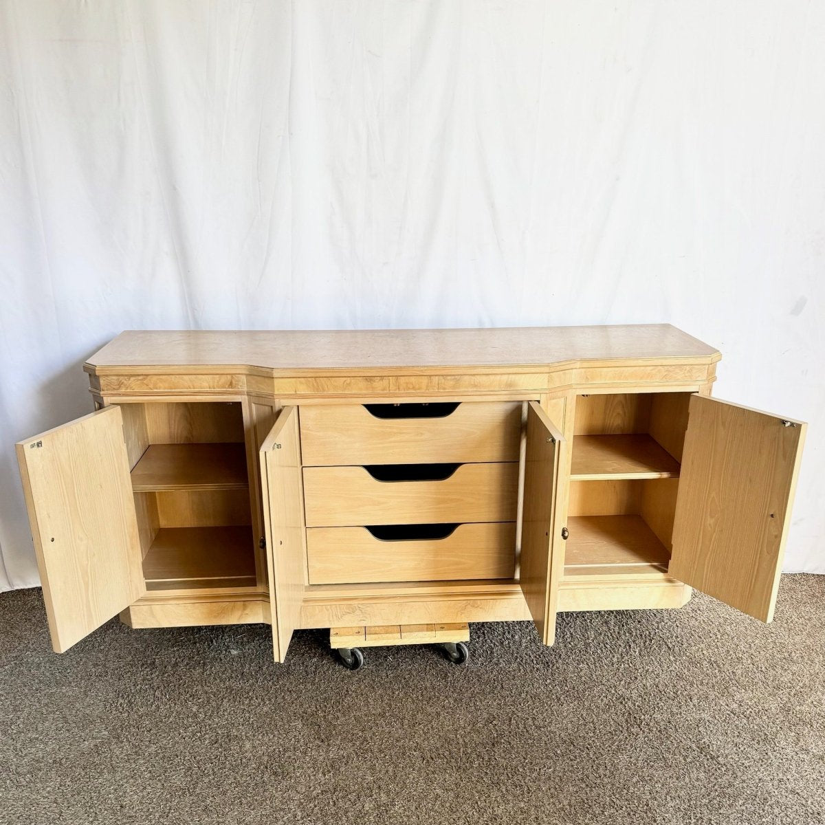 Vintage Burlwood Corinthian Collection Credenza by Drexel - Dolphin & Flamingo