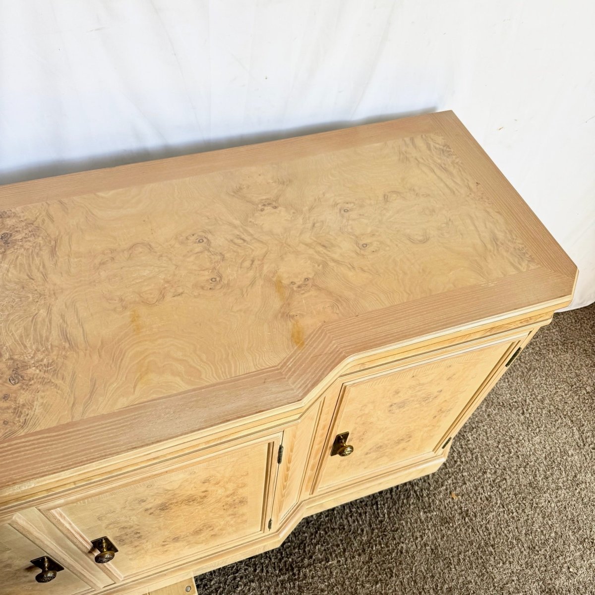 Vintage Burlwood Corinthian Collection Credenza by Drexel - Dolphin & Flamingo