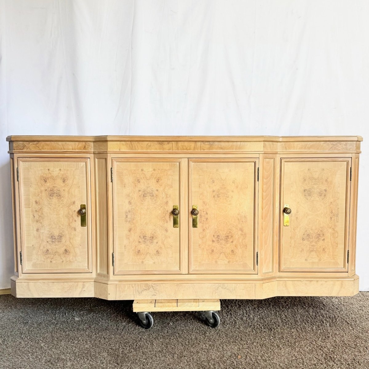 Vintage Burlwood Corinthian Collection Credenza by Drexel - Dolphin & Flamingo