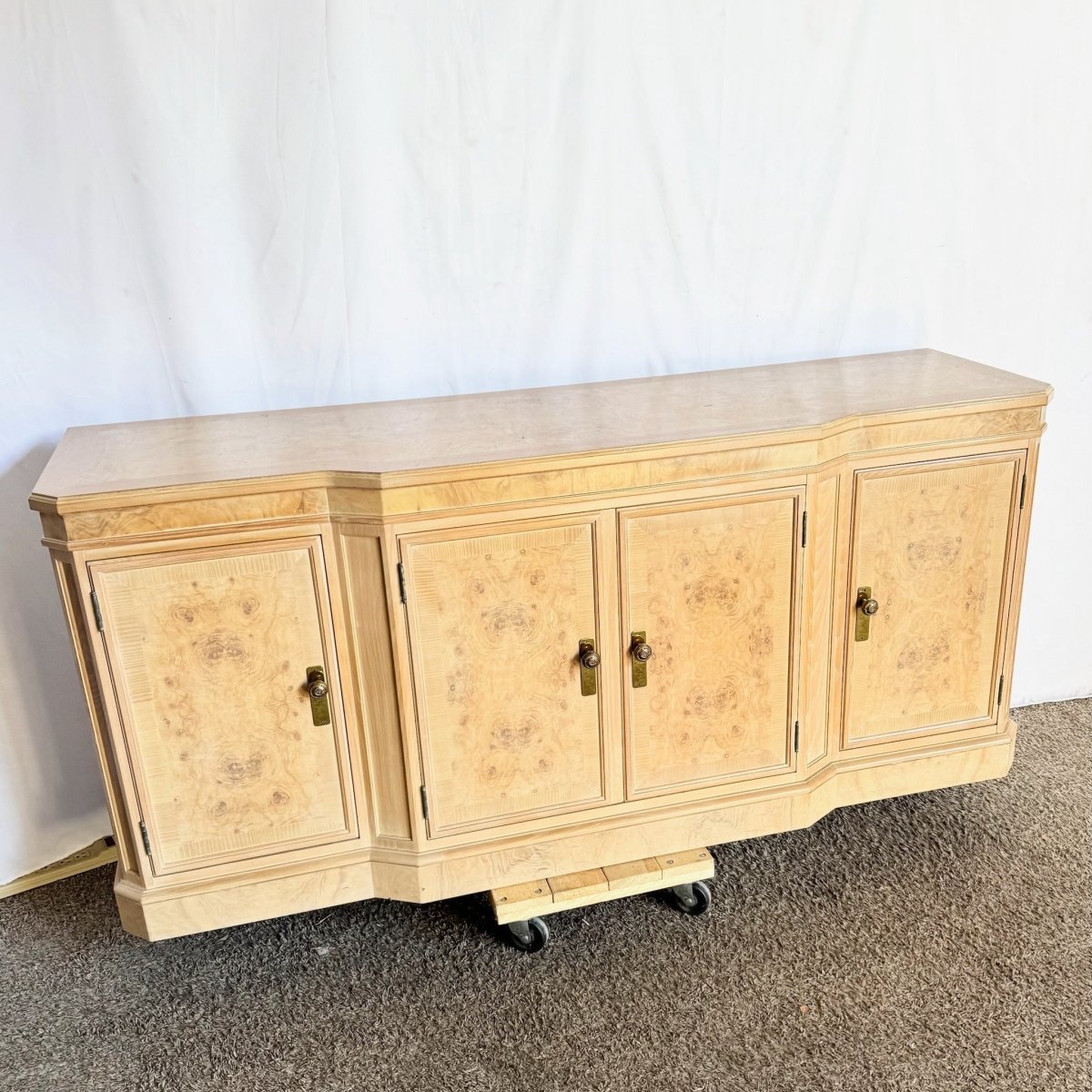 Vintage Burlwood Corinthian Collection Credenza by Drexel - Dolphin & Flamingo