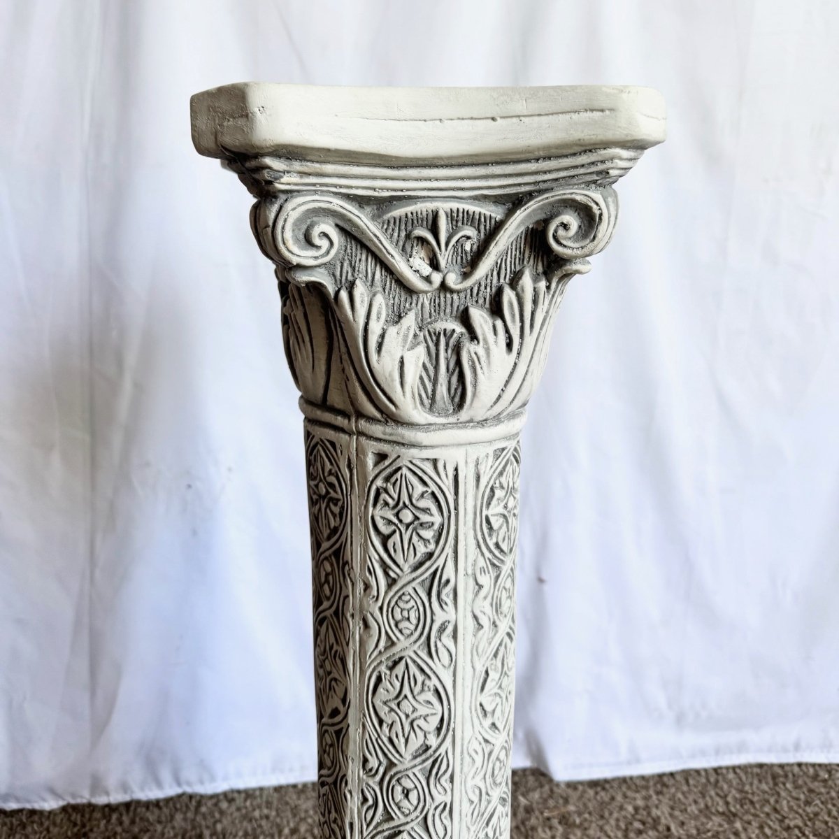 Vintage Casted Plaster “9 Muses” Pedestal - Dolphin & Flamingo