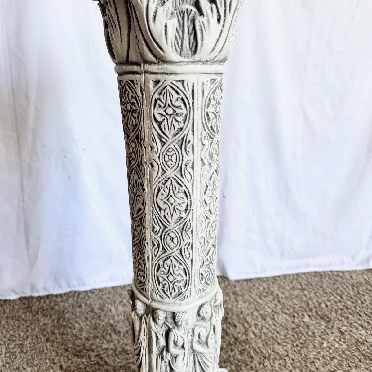 Vintage Casted Plaster “9 Muses” Pedestal - Dolphin & Flamingo