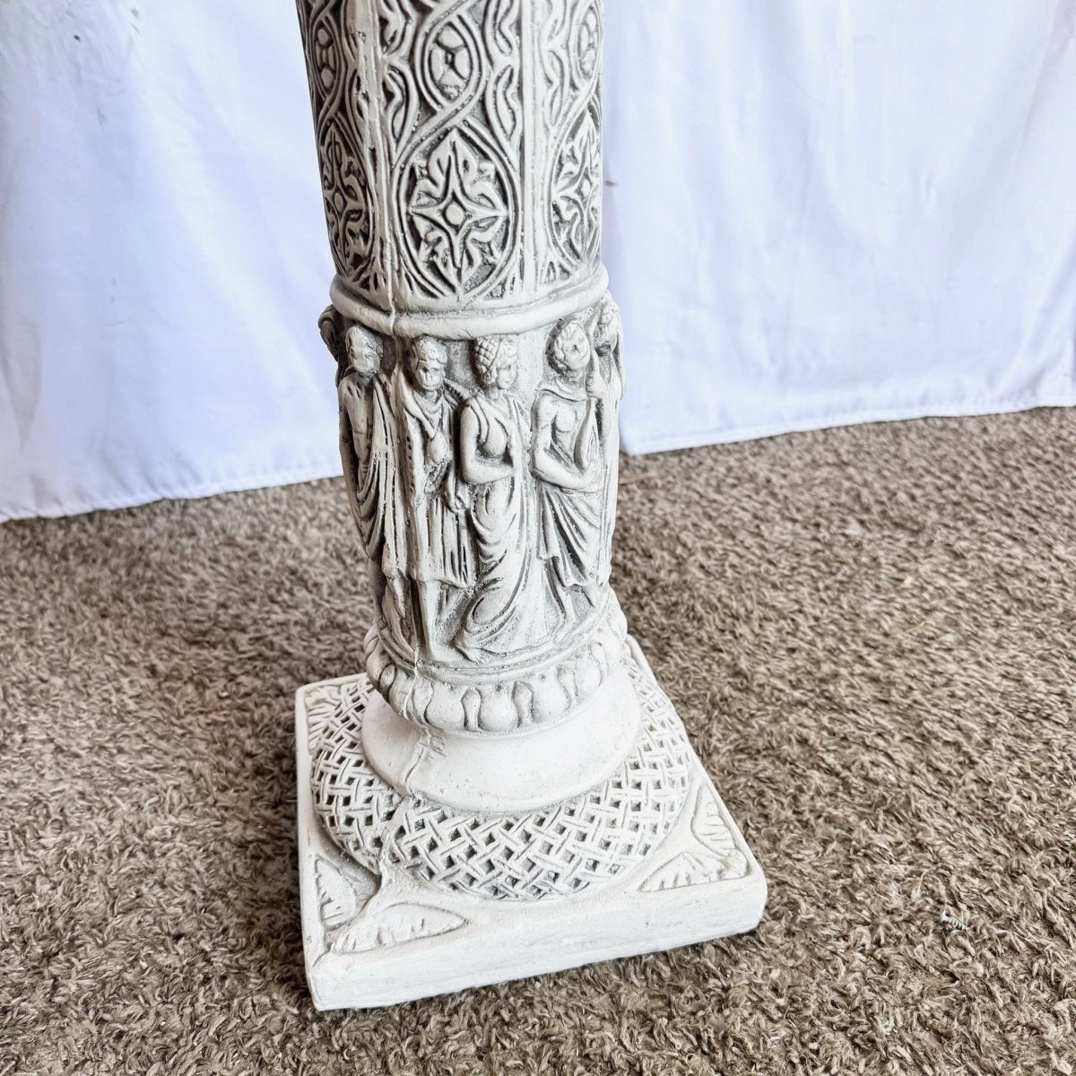 Vintage Casted Plaster “9 Muses” Pedestal - Dolphin & Flamingo