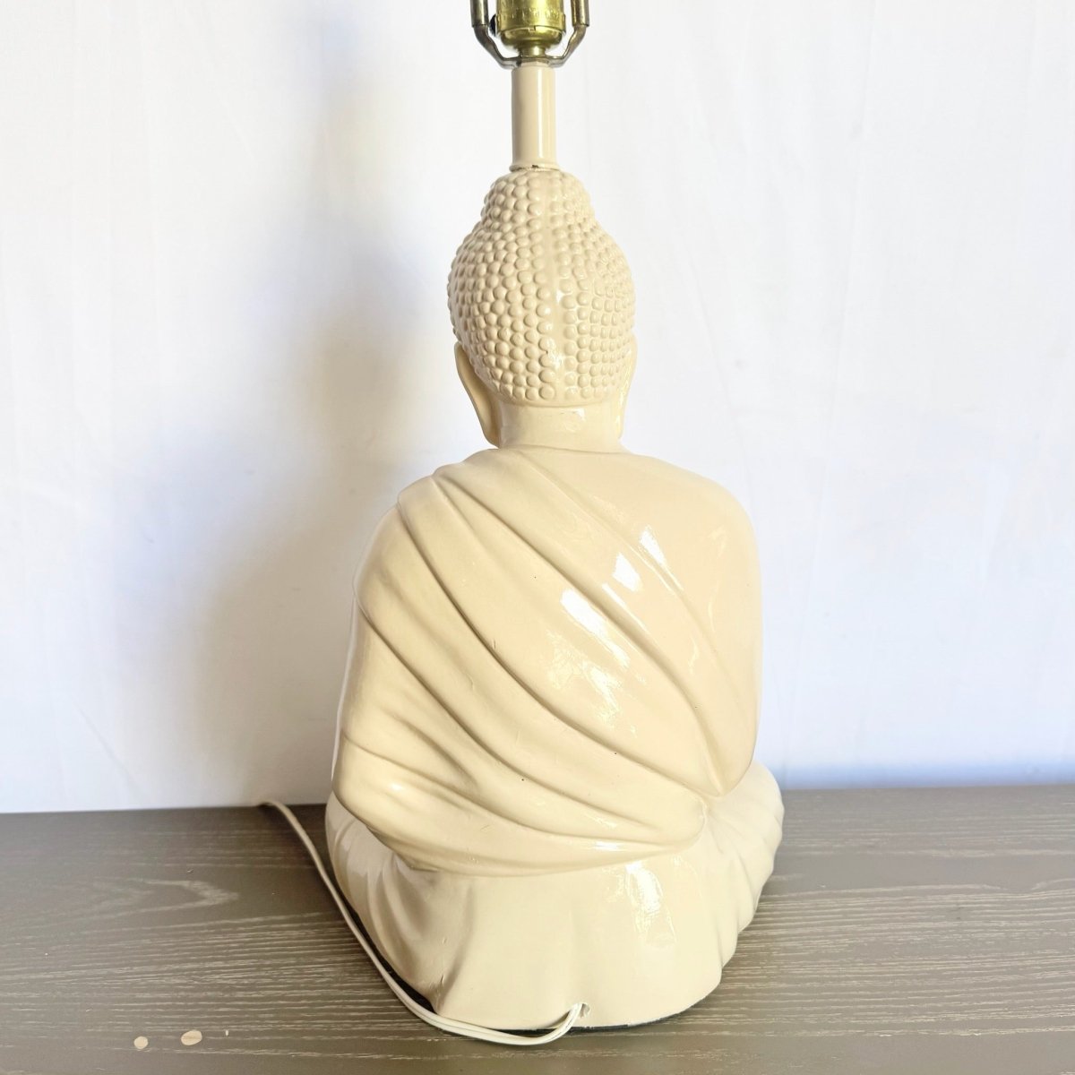 Vintage Ceramic Buddha Sculpture Table Lamp - Dolphin & Flamingo
