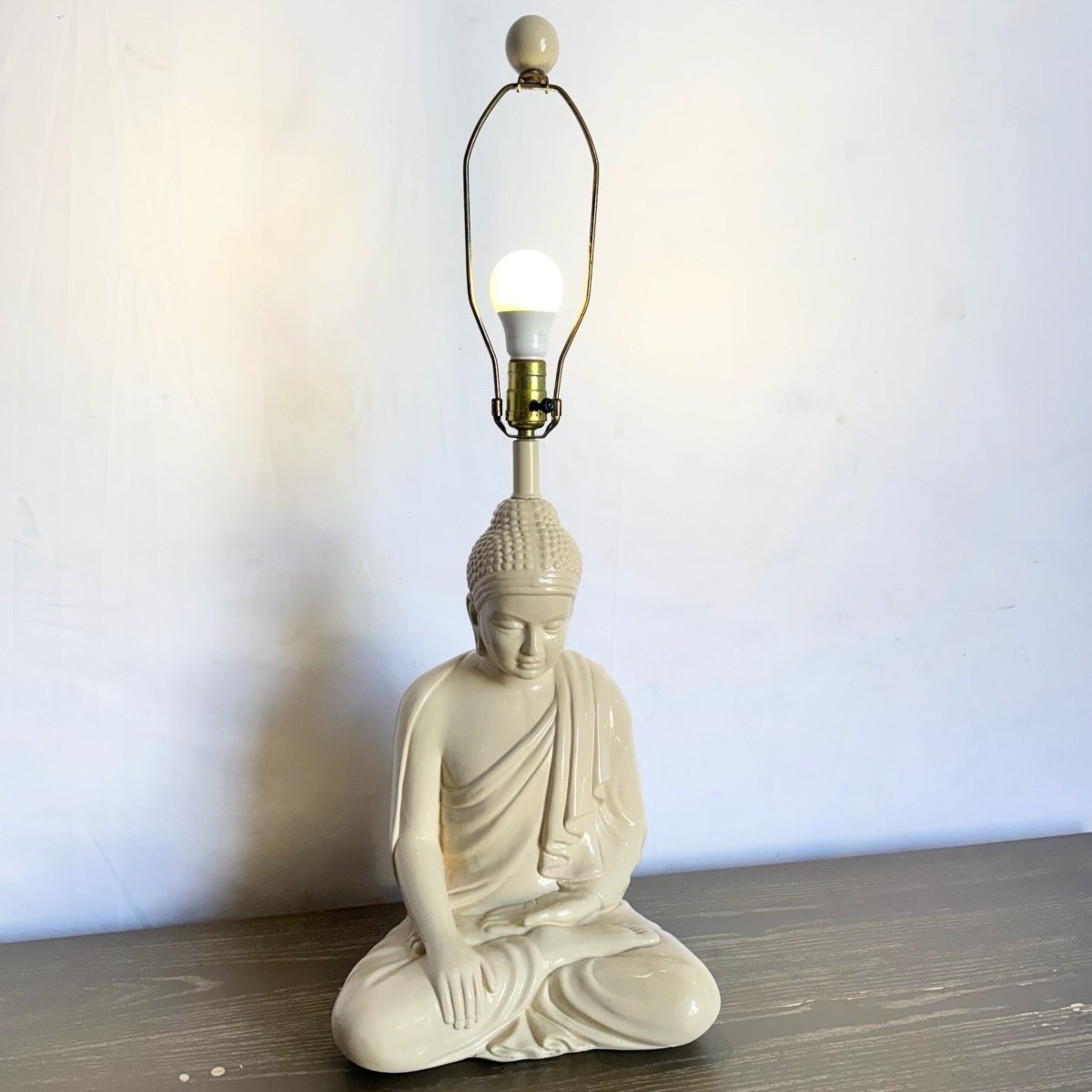 Vintage Ceramic Buddha Sculpture Table Lamp - Dolphin & Flamingo