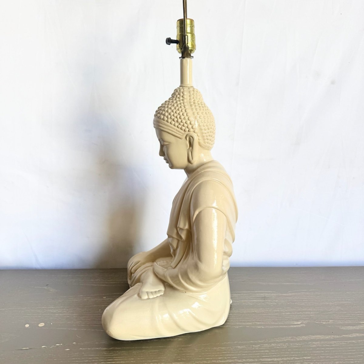 Vintage Ceramic Buddha Sculpture Table Lamp - Dolphin & Flamingo