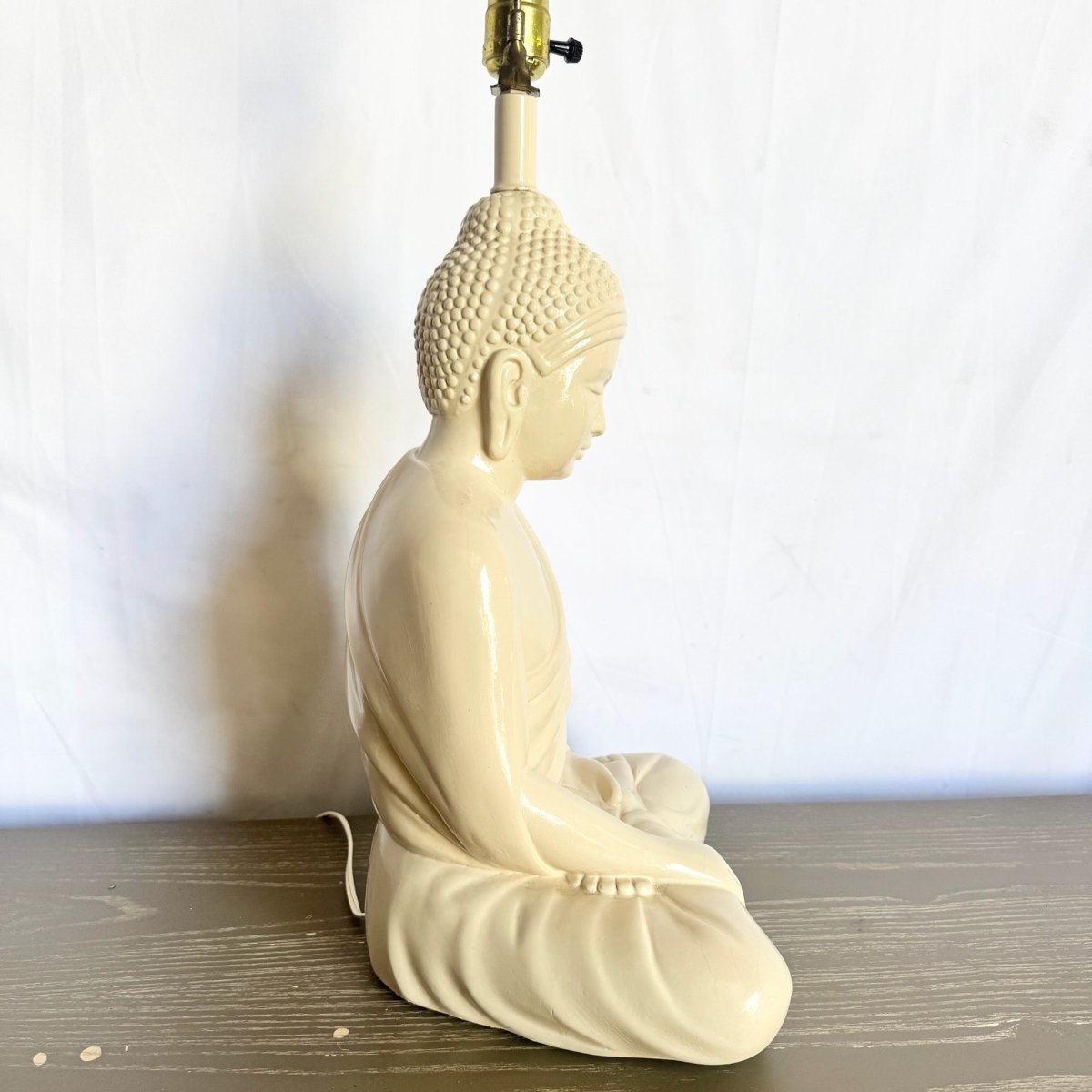 Vintage Ceramic Buddha Sculpture Table Lamp - Dolphin & Flamingo