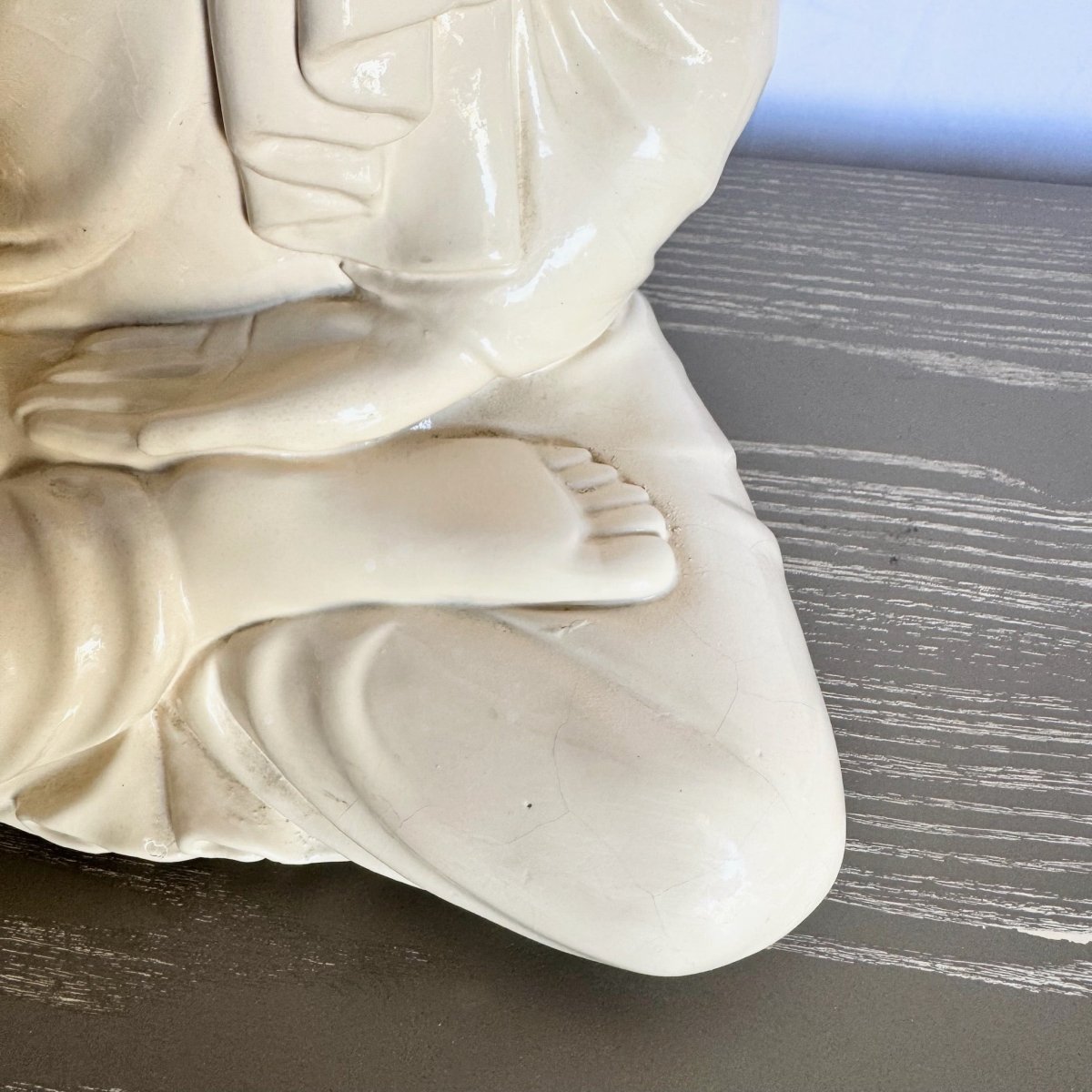 Vintage Ceramic Buddha Sculpture Table Lamp - Dolphin & Flamingo