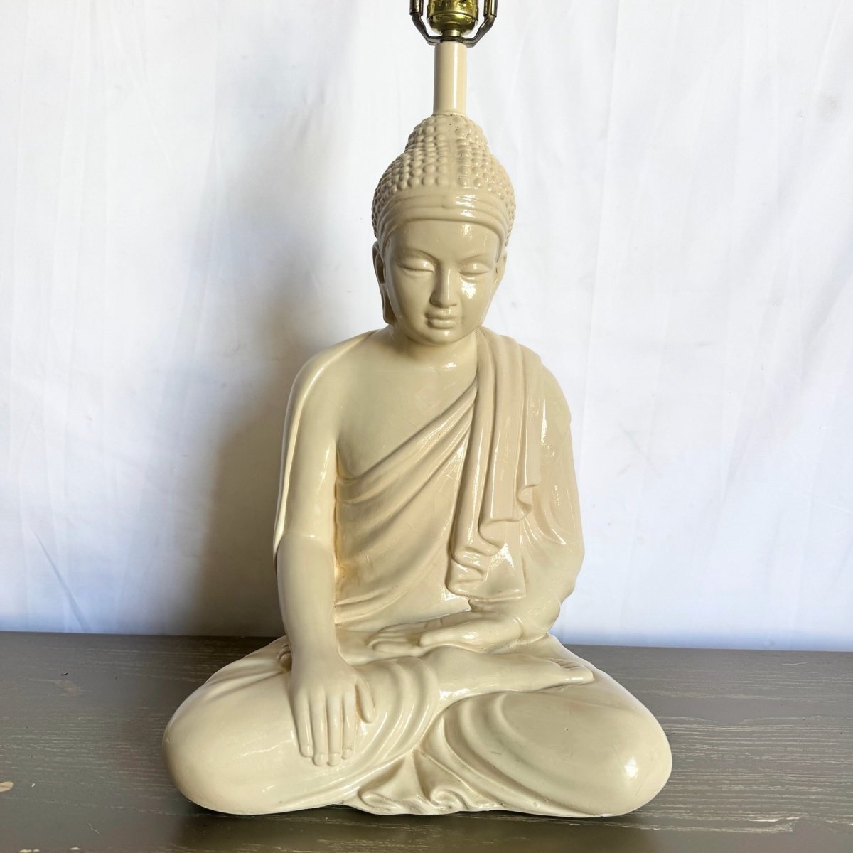 Vintage Ceramic Buddha Sculpture Table Lamp - Dolphin & Flamingo