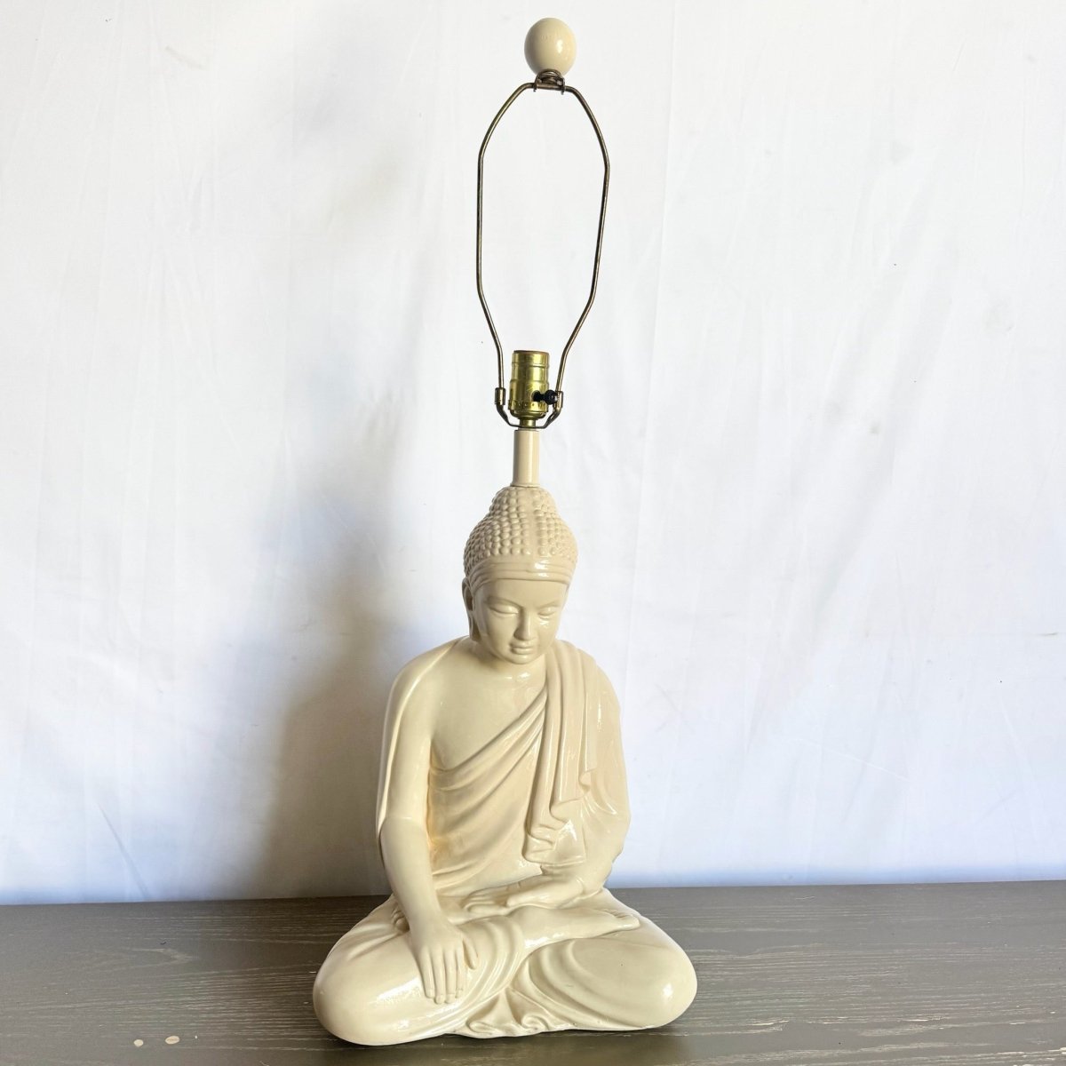 Vintage Ceramic Buddha Sculpture Table Lamp - Dolphin & Flamingo