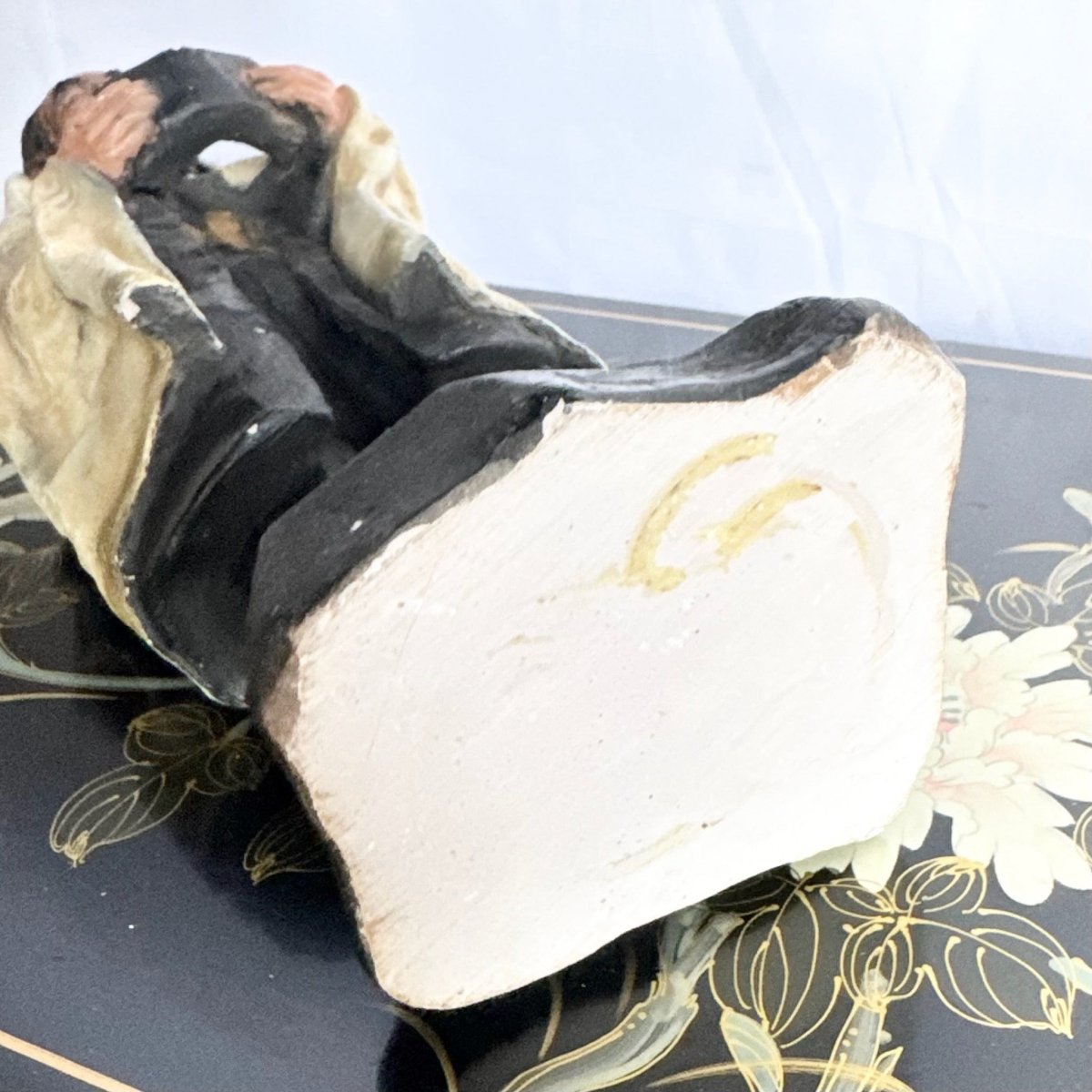 Vintage Chalkware Sculpture by David Klass for Austin Productions of Davening Rabbi/Ruv - Dolphin & Flamingo