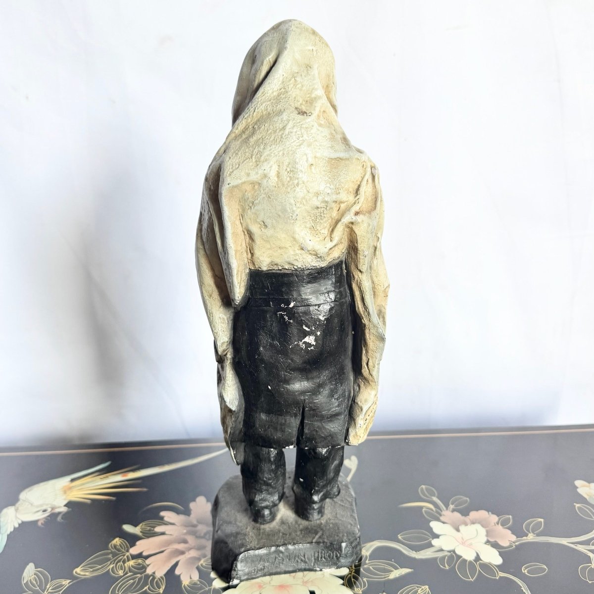 Vintage Chalkware Sculpture by David Klass for Austin Productions of Davening Rabbi/Ruv - Dolphin & Flamingo