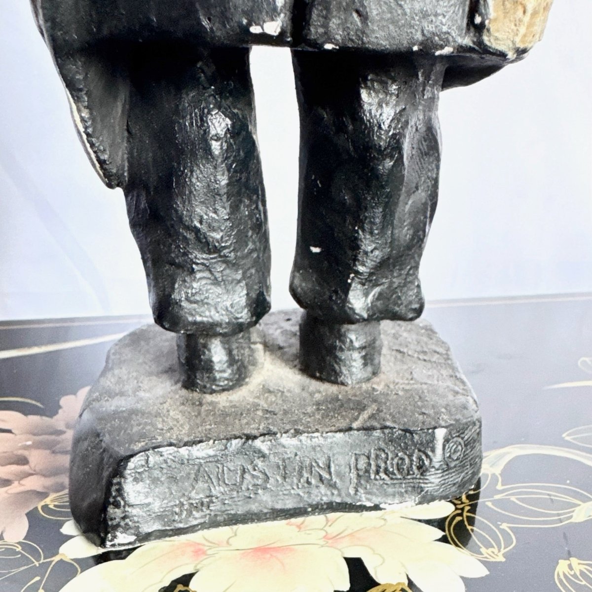 Vintage Chalkware Sculpture by David Klass for Austin Productions of Davening Rabbi/Ruv - Dolphin & Flamingo
