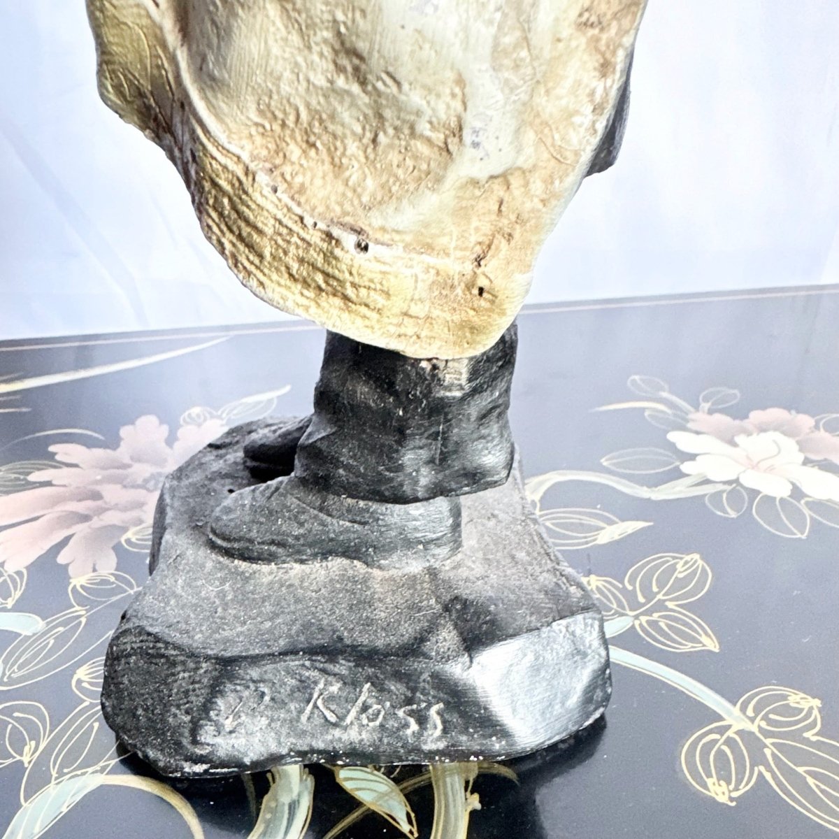 Vintage Chalkware Sculpture by David Klass for Austin Productions of Davening Rabbi/Ruv - Dolphin & Flamingo