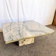 Vintage Charcoal Marble Square Top Coffee Table - Dolphin & Flamingo