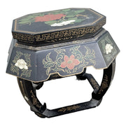 Vintage Chinese Hand Painted Low Stool/Side Table Dolphin & Flamingo