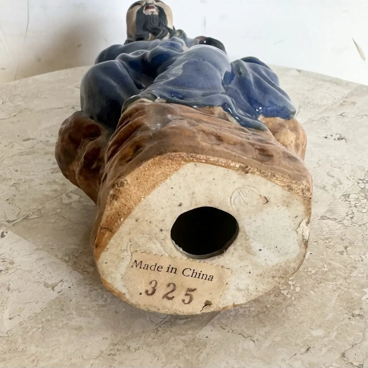 Vintage Chinese Porcelain Wise Man Figurine/Sculpture - Dolphin & Flamingo