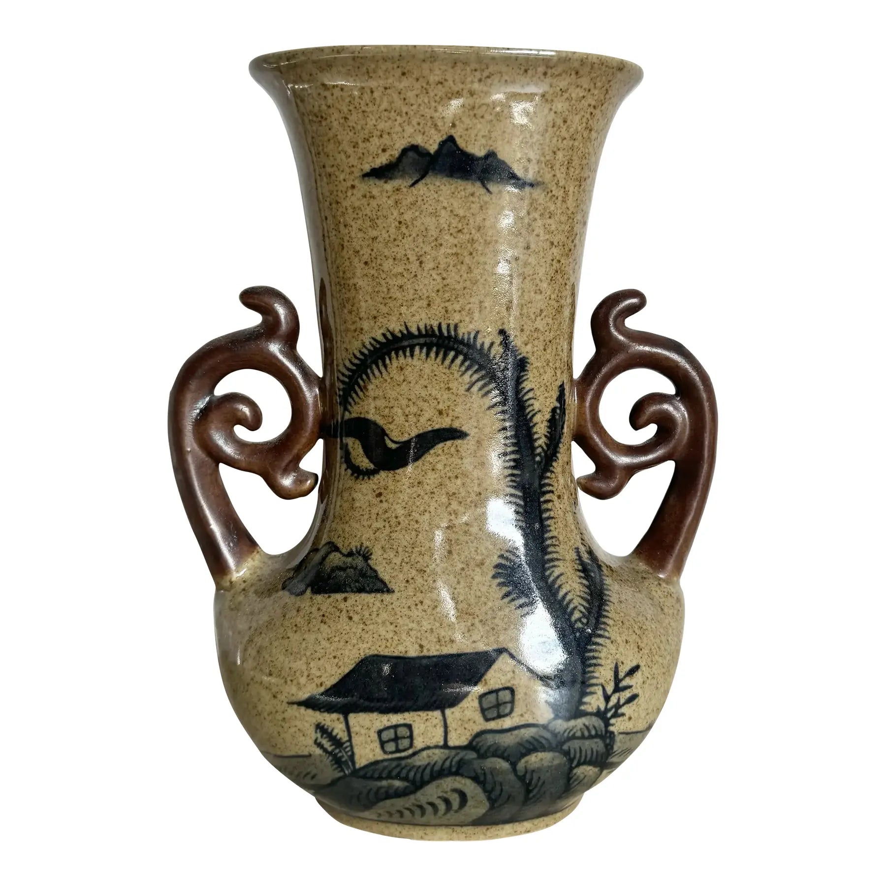 Vintage Chinese Stoneware Ceramic Vase