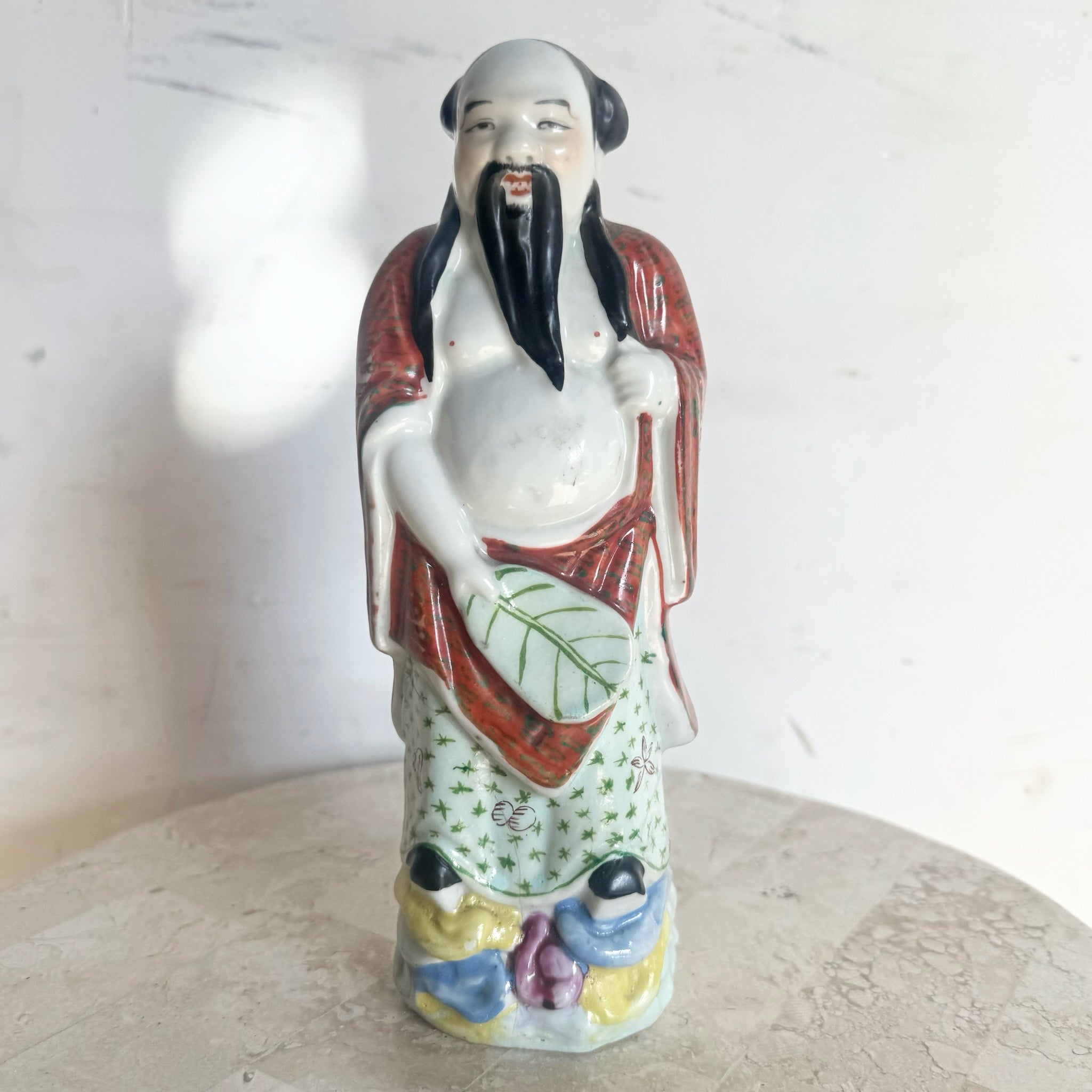Vintage Chinese Taoist Porcelain Sculpture - Dolphin & Flamingo