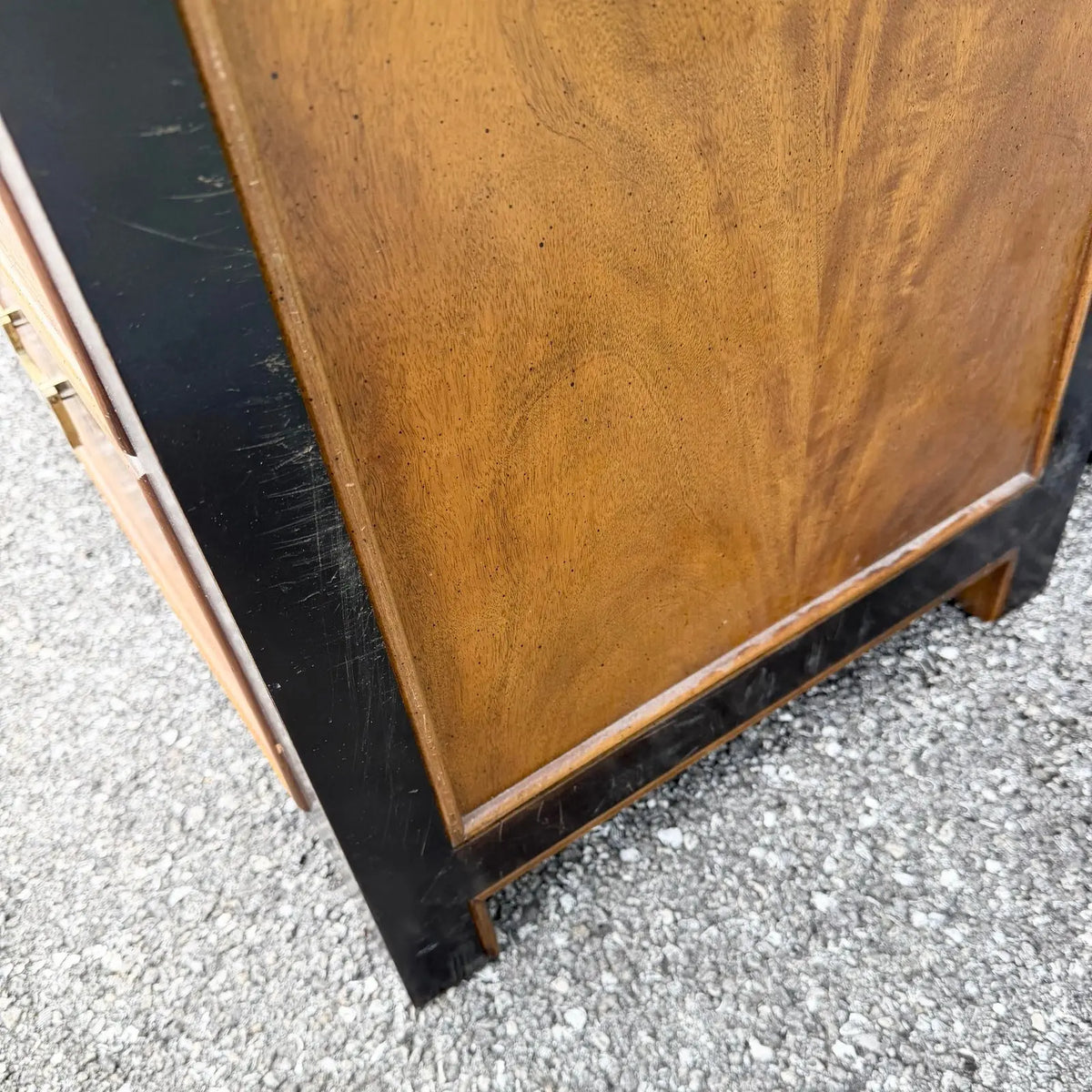 Vintage Chinoiserie Black and Burlwood Dresser by Centruy Furniture